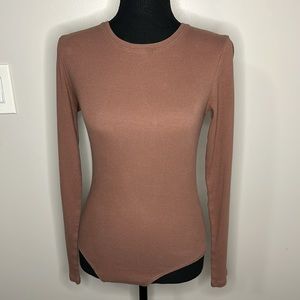 Abercrombie & Fitch Brown Long Sleeved Bodysuit Small